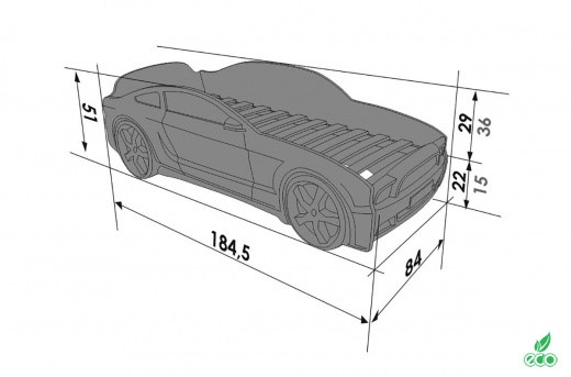 Մահճակալ-մեքենա «Մուստանգ» 3D կապույտ