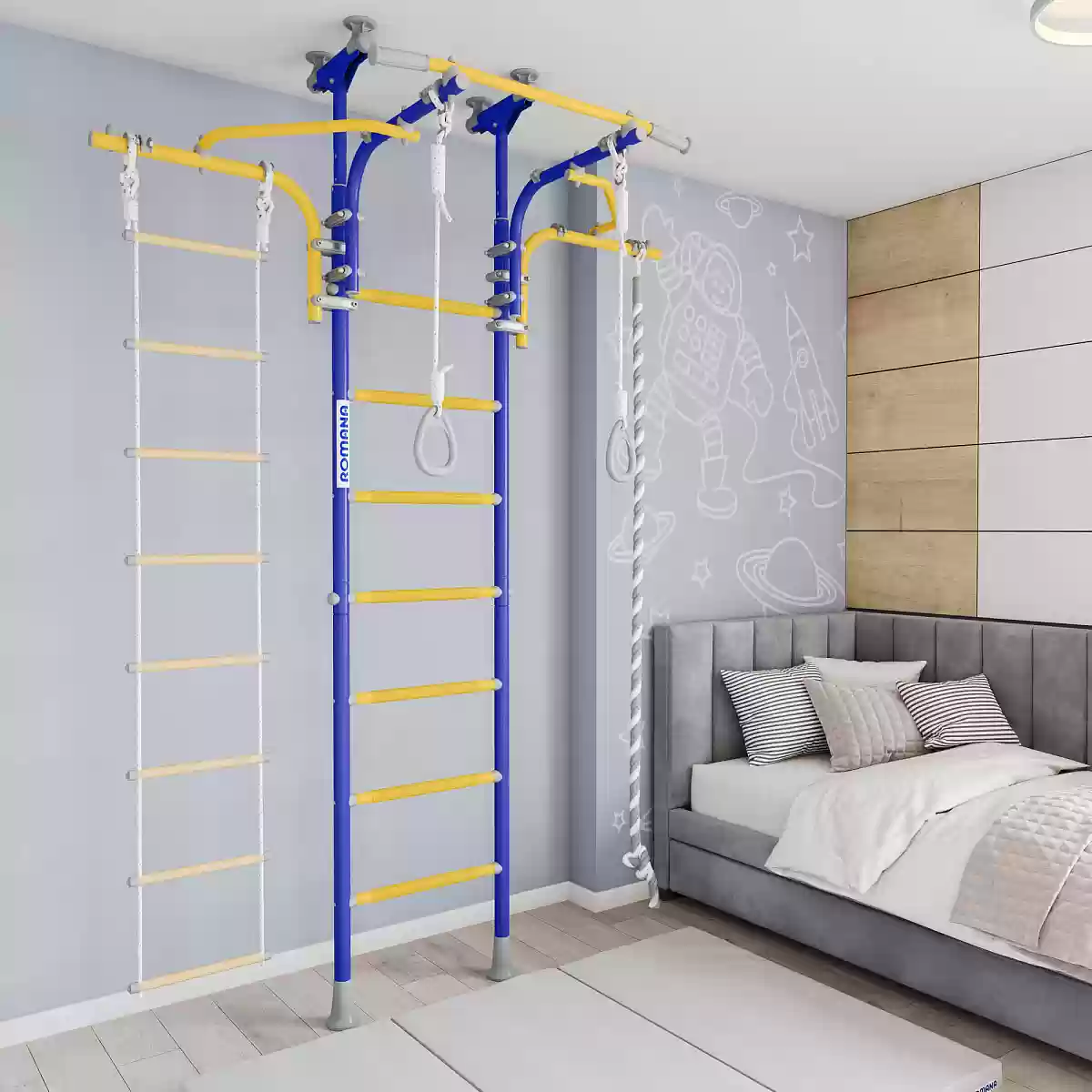 Romana R6 շվեդական պատ սպիտակ, կապույտ, կանաչ